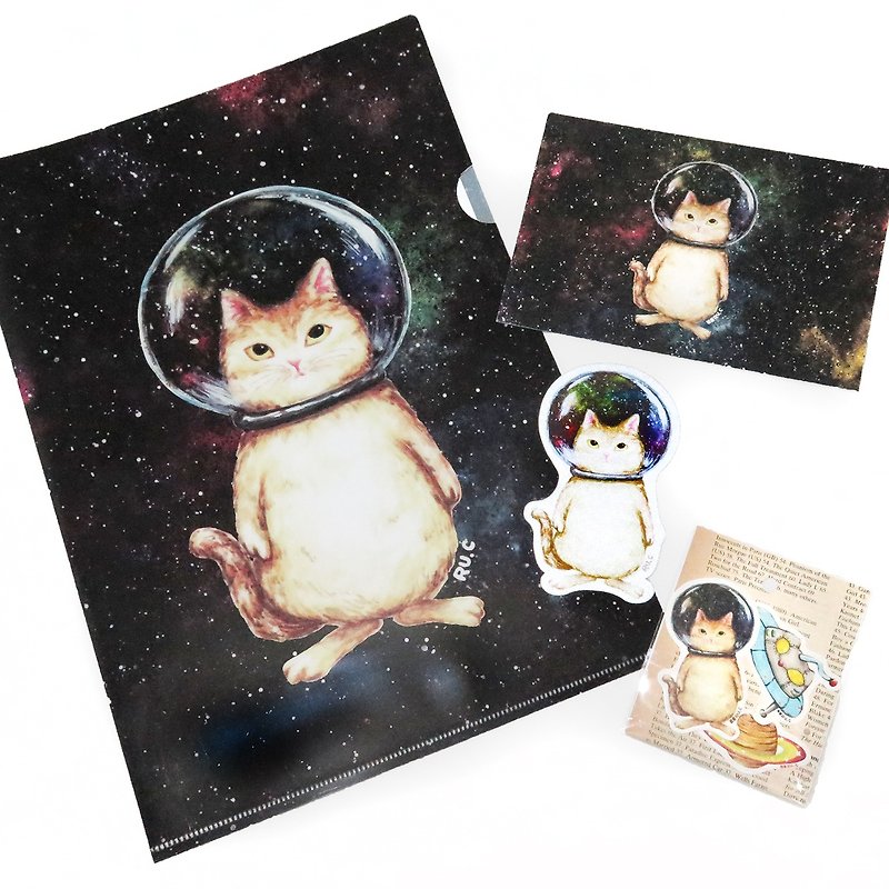 Glass Ball Cat Cosmic Cat Stationery Lucky Bag Set A - Other - Other Materials Multicolor