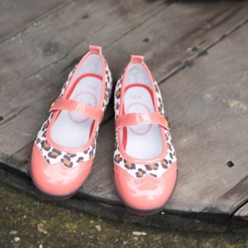 Eva鮭魚粉橘牛津豹紋娃娃鞋(零碼特價 僅接受退貨) - 男/女童鞋 - 其他材質 紅色