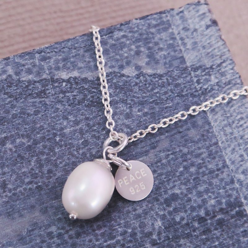 Sterling Silver Natural Pearl Clavicle Necklace - สร้อยคอ - เงินแท้ สีเงิน