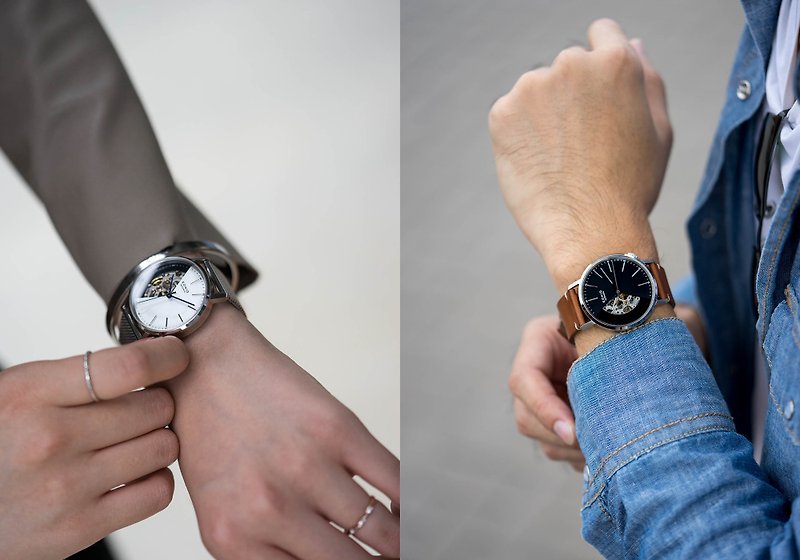 EONIQ個性化機械錶- 人手裝嵌- 最好的情侶閨蜜禮物, 免費刻字 - 對錶/情侶錶 - 其他金屬 白色