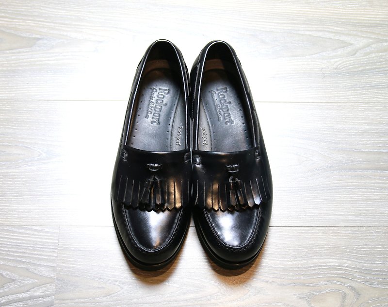 Back to Green Rockport tassel leather vintage shoes SE38 - รองเท้าลำลองผู้ชาย - หนังแท้ สีดำ