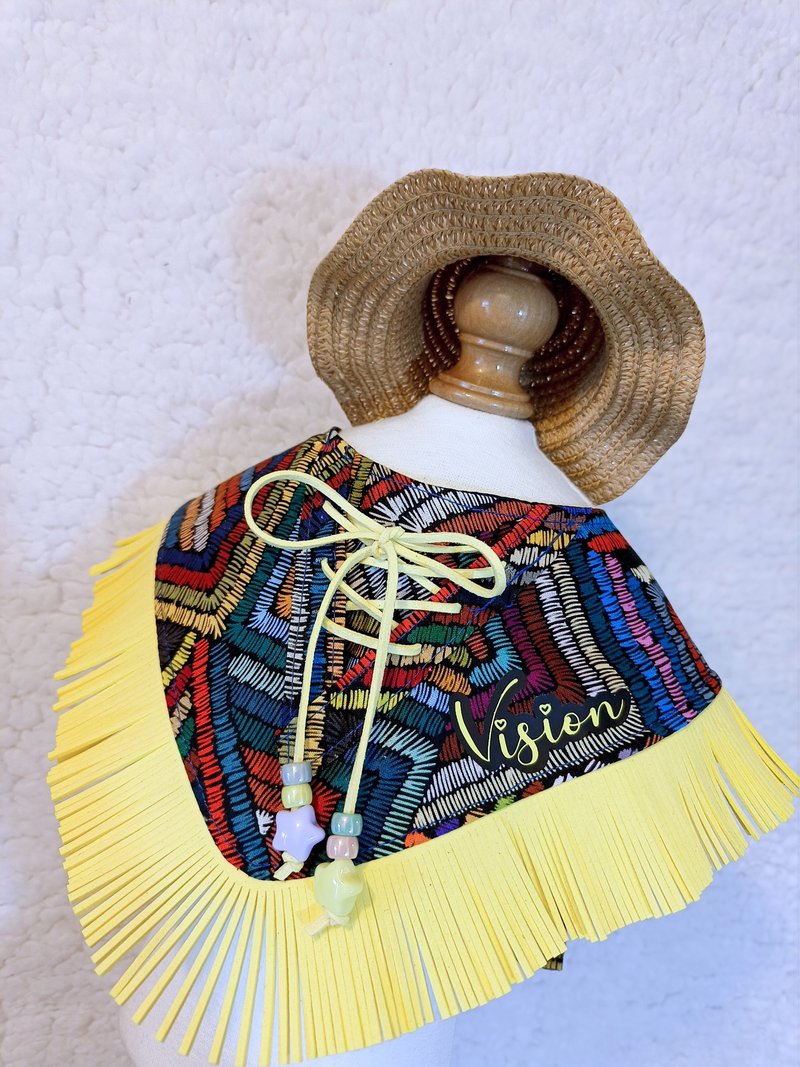 Boho ethnic fringed denim style neck necklace neck collar - Clothing & Accessories - Cotton & Hemp Yellow