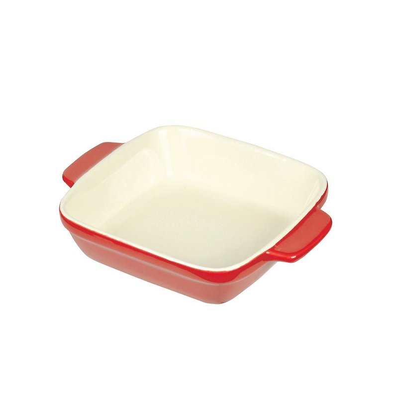[Limited out of print] Japanese square heat-resistant deep-baked baking pan-passion red 14x14cm - Pots & Pans - Porcelain 