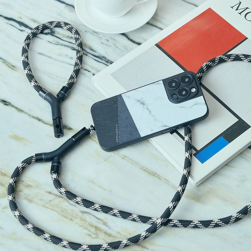【Yoggle ExChange】Crossbody Phone Strap & Wrist Strap Dual Use (Golden Black) - Lanyards & Straps - Cotton & Hemp Black