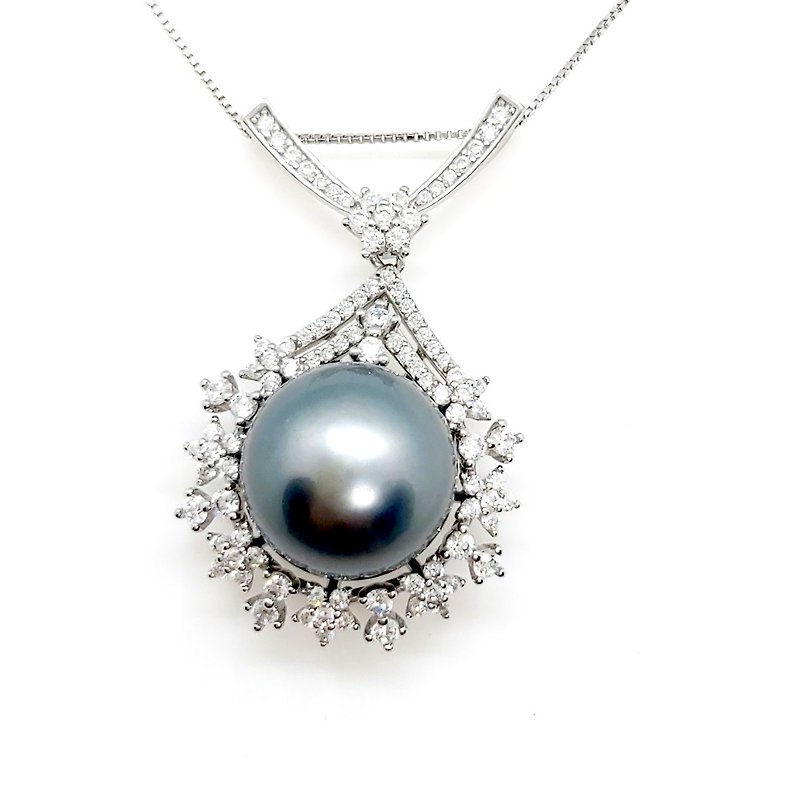 Stone Gorgeous Seawater Tahitian Pearl Sterling Silver Necklace - สร้อยคอ - ไข่มุก 