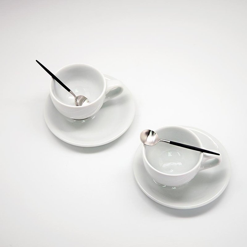 |超值組合|Cutipol黑柄咖啡匙二入加德國KAHLA咖啡杯盤二入組 - 咖啡杯/馬克杯 - 瓷 白色