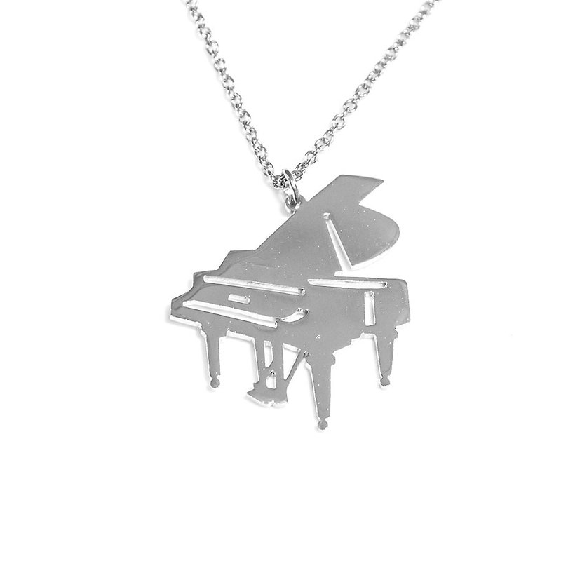 かわいい抽象的なピアノペンダント - ネックレス - 金属 シルバー