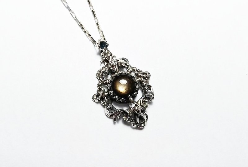 <Gemstone Series> Black Star Sapphire Classical Design Chain - Necklaces - Gemstone Black