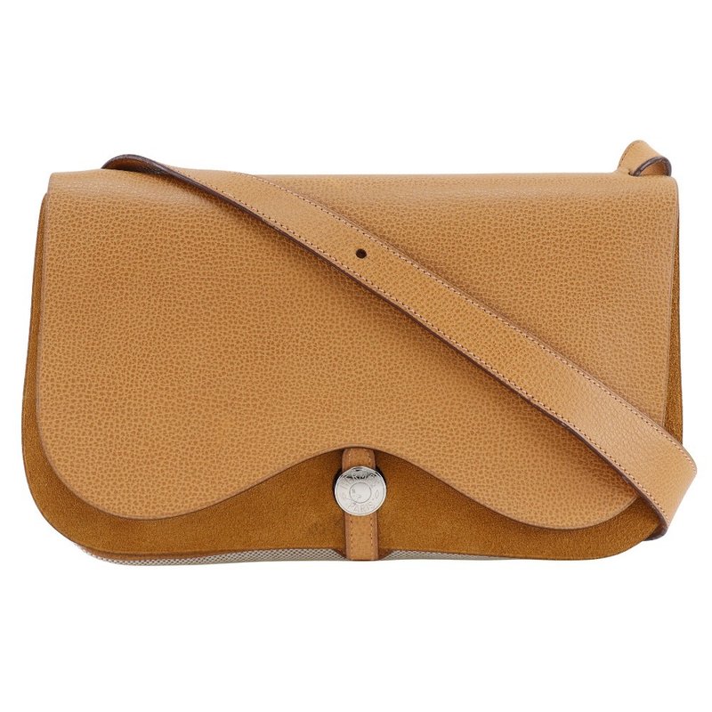 【日本直送】エルメス HERMES サックコロラドMM ショルダーバッグ トワルアッシュ × ヴァッシュリエージュ ゴールド 茶  レディース【中古】 - 側背包/斜背包 - 棉．麻 咖啡色