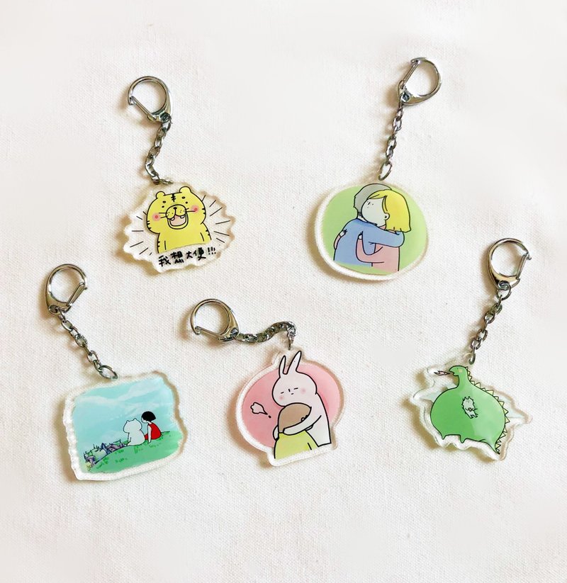 怪怪與暖暖 五款 / 壓克力吊飾(雙面) - 吊飾/掛飾 - 其他材質 白色