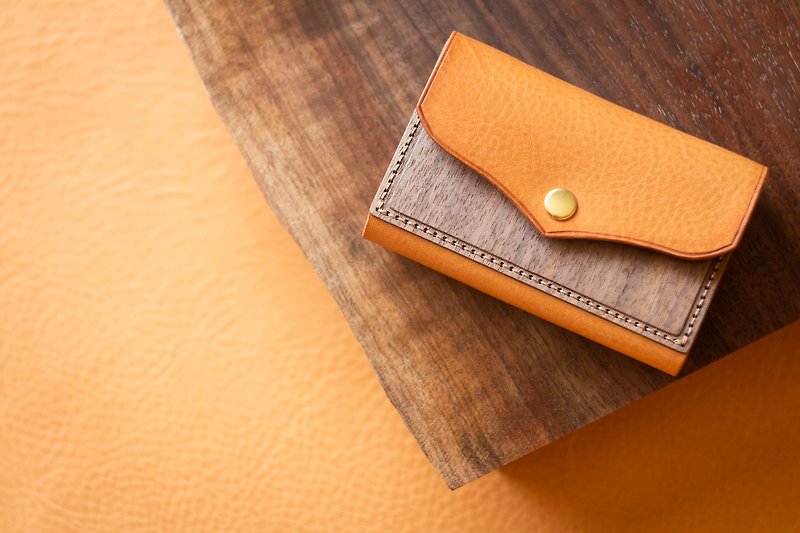 Card Wallet -Camel x Black Walnut - Wallets - Genuine Leather 