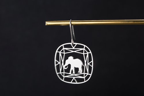 吳小姐3d訂製珠寶 大象(單邊/一對)耳環-可改夾式 寶石與動物系列: 抗敏醫療鋼