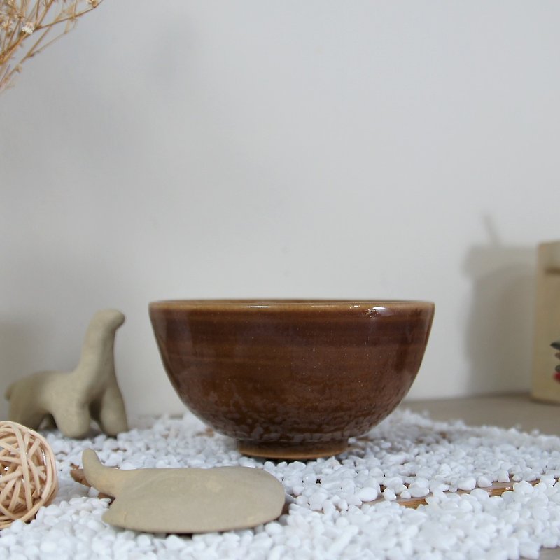 饴 glazed bowl, tea bowl, rice bowl-about 280ml - Bowls - Pottery Orange