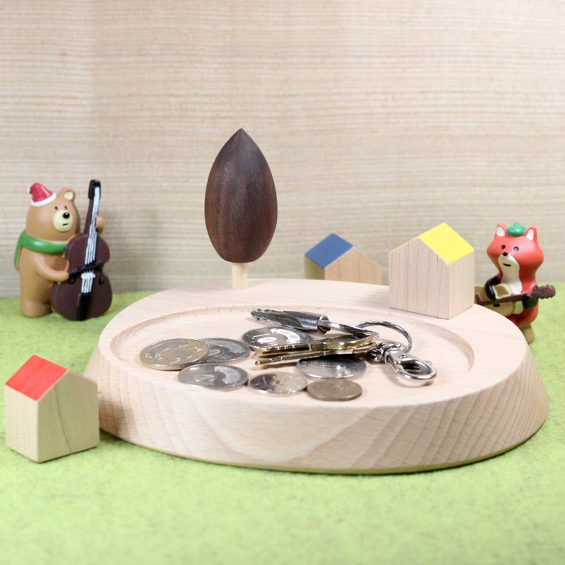 半山腰的溫暖小景 原木置物盤 可放零錢鑰匙飾品 小樹 矮房子 - 居家收納/收納盒/儲物盒 - 木頭 咖啡色
