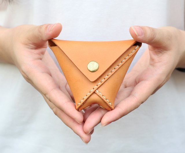 Leather pocket coin purse European vegetable tanned cowhide