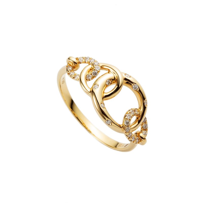 18K 大圈圈鑽石戒指 - 戒指 - 貴金屬 金色