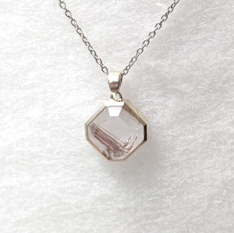 Pinkoi Proxy Purchase -  Garden Rutilated Quartz Square แปดเหลี่ยม เงิน SV925 จี้ด้านบน - สร้อยคอ - เครื่องเพชรพลอย 