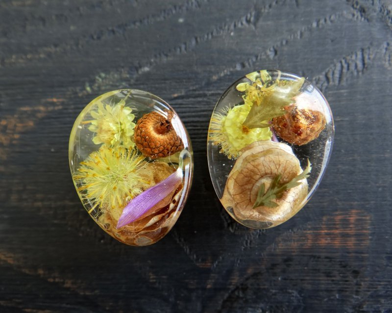 Forest plugs earrings 0g 11mm ear gauges Teardrop jewelry Terrarium - 耳環/耳夾/耳骨夾 - 植物．花 多色