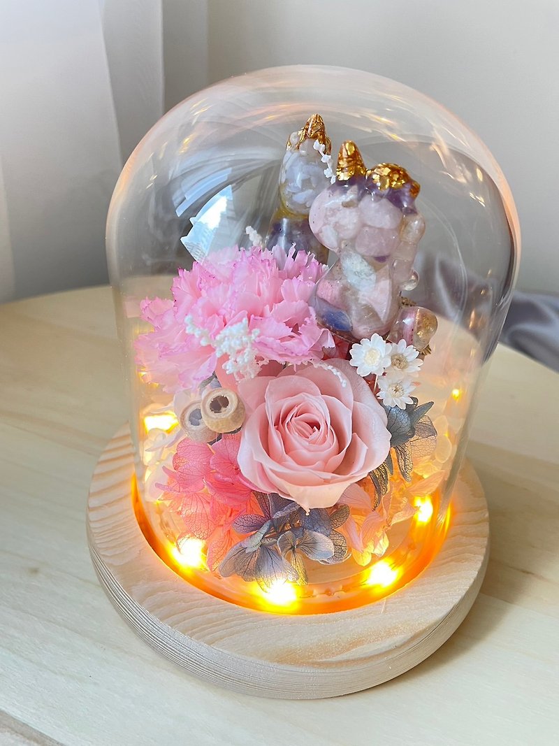 Summon Infinite Good Luck Unicorn Crystal Eternal Flower Cup Mother's Day Carnation Flower Cup - Items for Display - Gemstone 