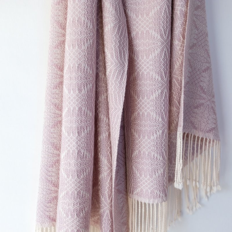 Cashmere 手織りカシミヤシルクストール【柊華01】 - 圍巾/披肩 - 絲．絹 粉紅色