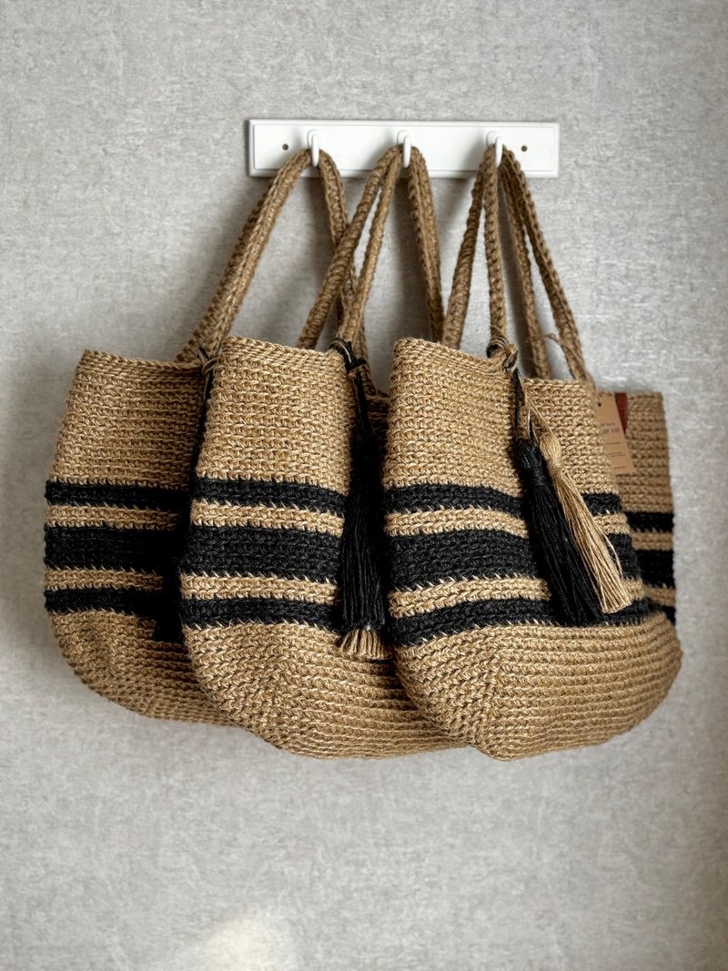 Crochet Jute Bag, Crochet Tote Bag, Crochet Shoulder Jute Bag, Reusable Bag - 手提包/手提袋 - 環保材質 