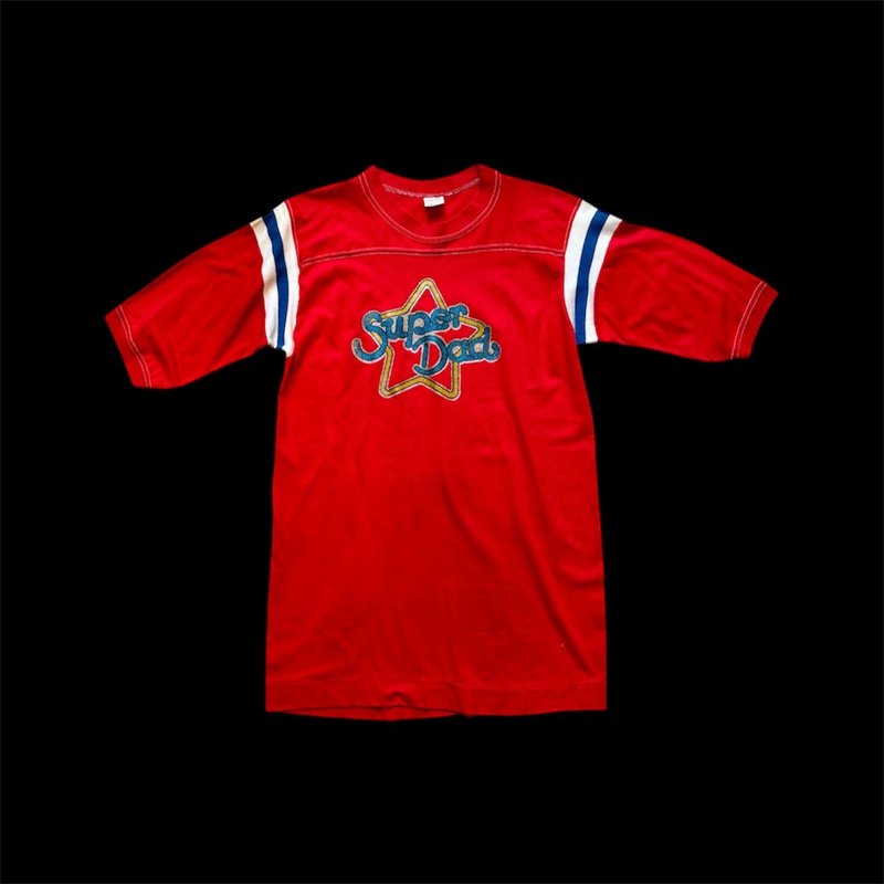 80s 美國古著 super dad 接袖T-shirt - 男 T 恤 - 棉．麻 多色