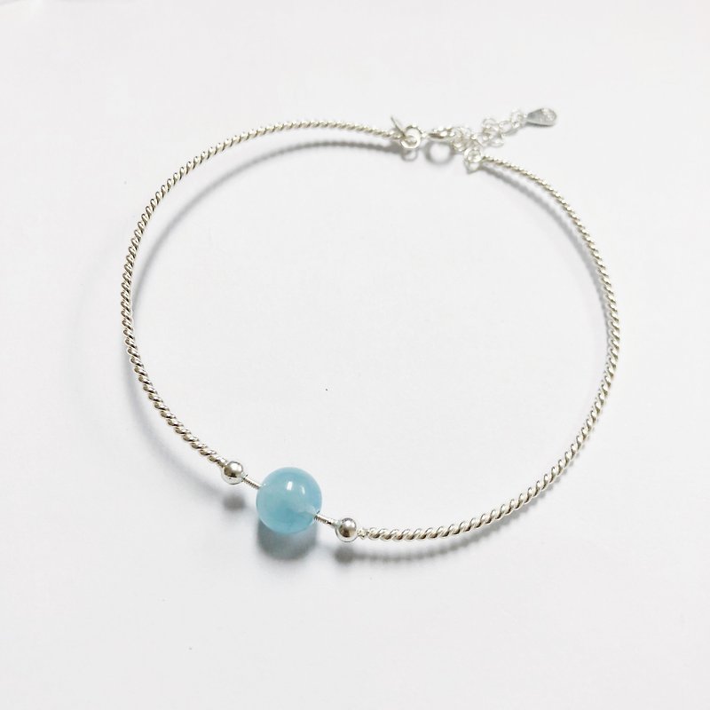 Blessing  Personalized Aquamarinl Bracelet Bangle Silver - สร้อยข้อมือ - แก้ว สีน้ำเงิน