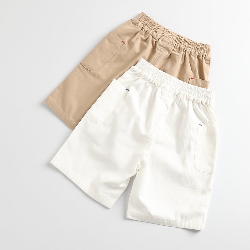 [Clearing Offer] Simple Style Cropped Pants White/ Khaki - Pants - Cotton & Hemp Multicolor
