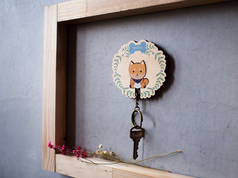 【畢業禮物】Key House 花柴 客製化禮物 壁掛 鑰匙收納架 鑰匙架 - 收納箱/收納用品 - 木頭 咖啡色