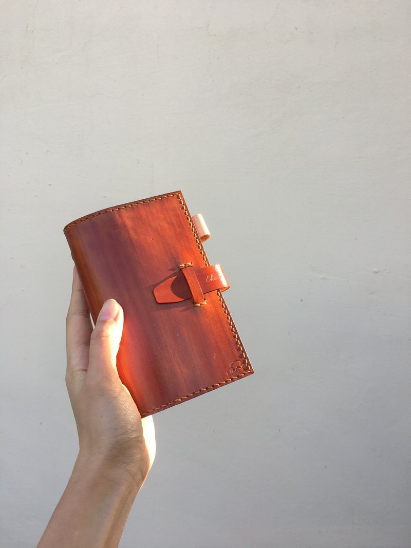 Simple │A7 six-hole loose-leaf notepad_Light tea wood grain - Notebooks & Journals - Genuine Leather Brown