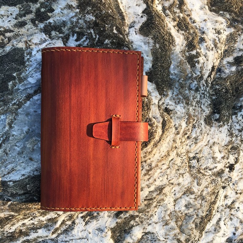 Simple │A7 six-hole loose-leaf notepad_Light tea wood grain - Notebooks & Journals - Genuine Leather Brown
