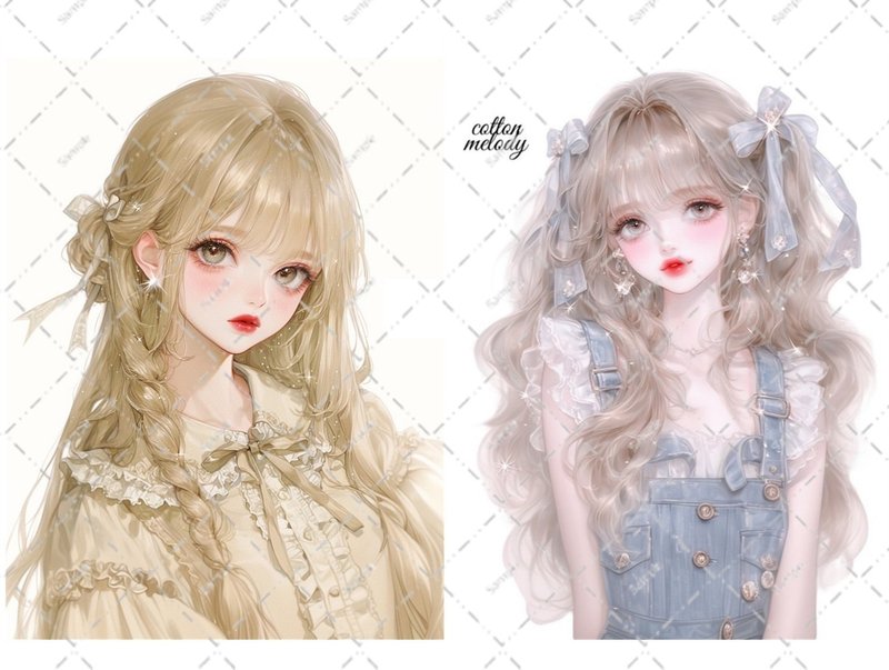 original sticker no.5851 人物ステッカー オリジナルステッカー 人物ステッカー 女の子ステッカー オリジナル人物ステッカー - 貼紙 - 紙 