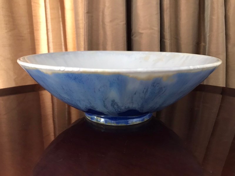 Shuiqingjian blue multi-layer glazed pottery bowl soup bowl rice bowl salad bowl - Plates & Trays - Pottery Multicolor