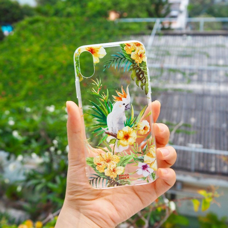 White parrot in tropical rainforest | Transparent soft shell | Mobile phone shell - Phone Cases - Plastic 