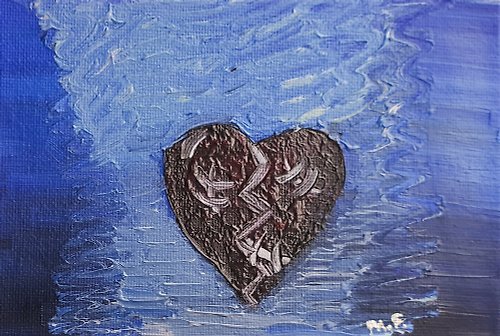 marina-fisher-art Heart Painting Blue Abstract Original Art Human Heart Love New York Wall Art