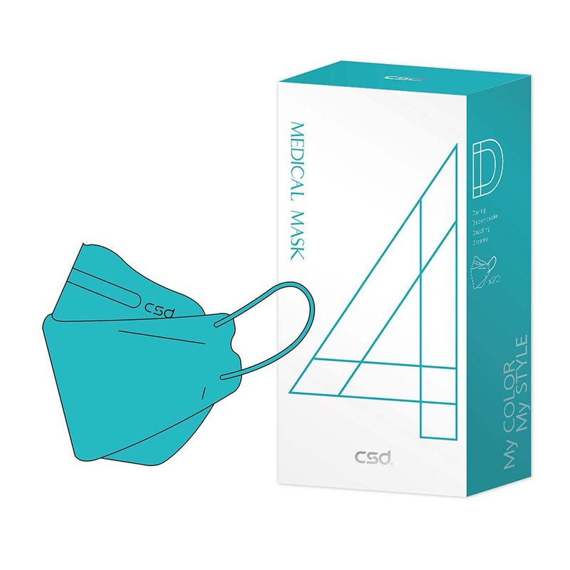 CSD 中衛 醫療口罩-成人立體-4D月河藍 (20片/盒) - 口罩/口罩收納套 - 其他材質 藍色