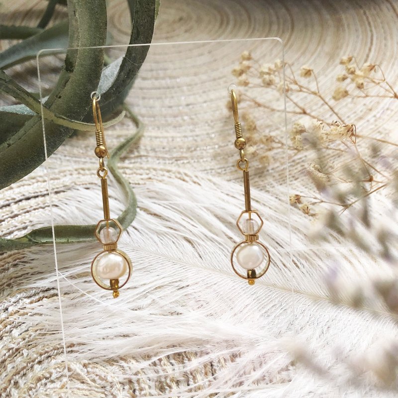 Bronze freshwater pearl Clip-On earrings can be changed - ต่างหู - ทองแดงทองเหลือง หลากหลายสี