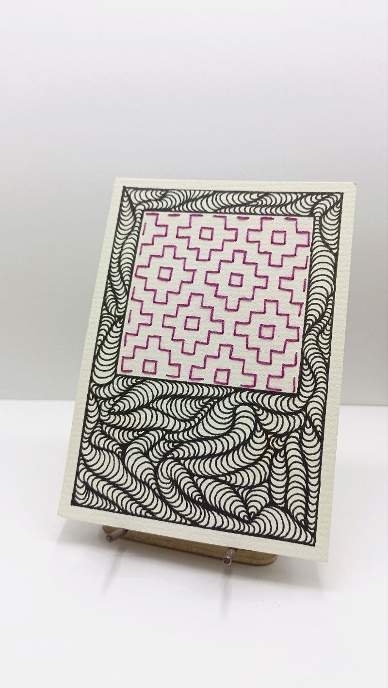 Handmade Sashiko Embroidery Greeting Card – Japanese Inspired - 卡片/明信片 - 紙 