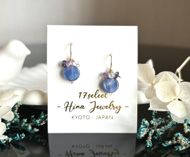 14kgfアイオライト・バイカラーカイヤナイトピアス/イヤリング 14kg