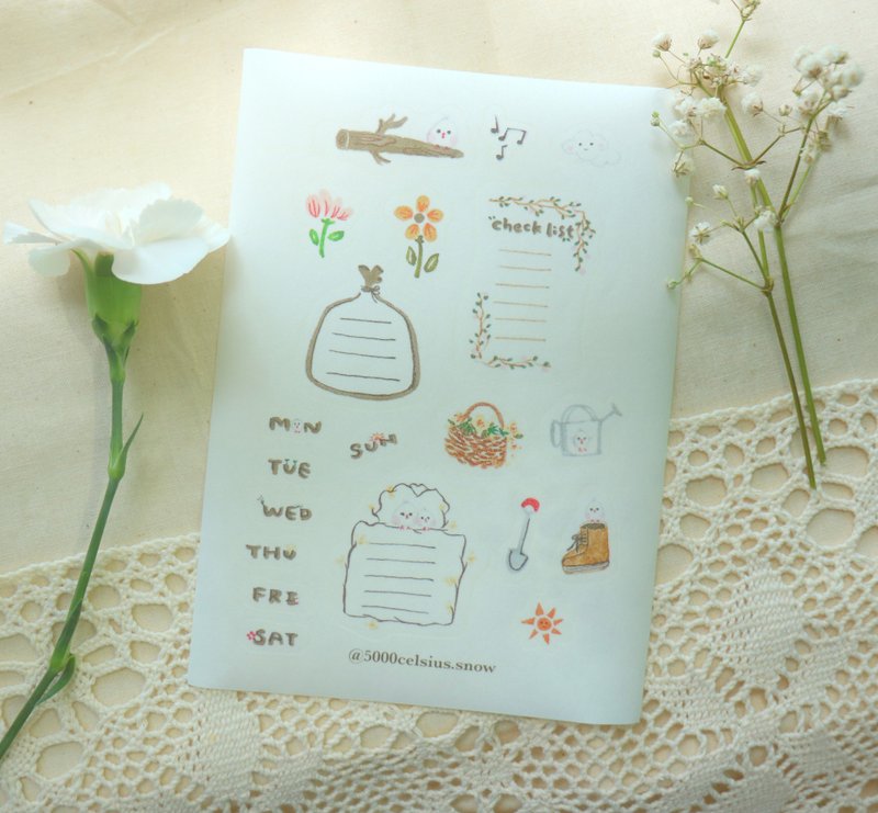 【白文鳥系列】白文鳥 和紙貼紙 手帳貼紙 - 貼紙 - 紙 白色