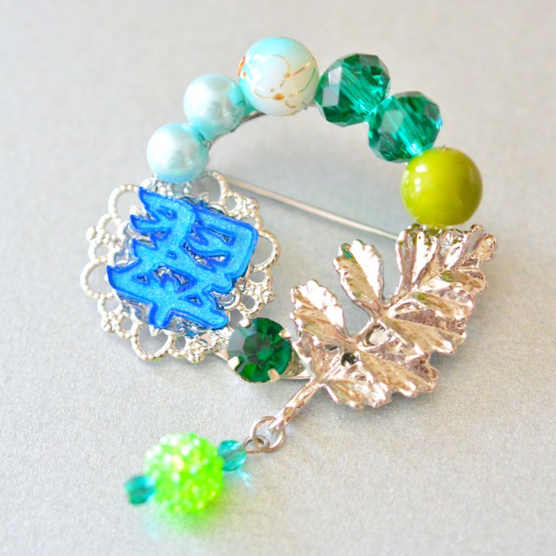 Kanji Brooch ~Midori~ - Brooches - Plastic Green