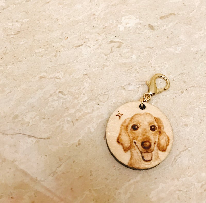 Pet Tag-Hairy Child Anti-lost Hand-painted Tag - ปลอกคอ - ไม้ สีนำ้ตาล