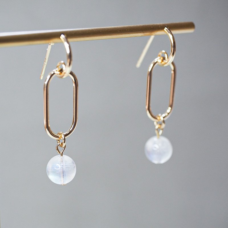 Moonstone non allergic earrings - ต่างหู - โลหะ ขาว