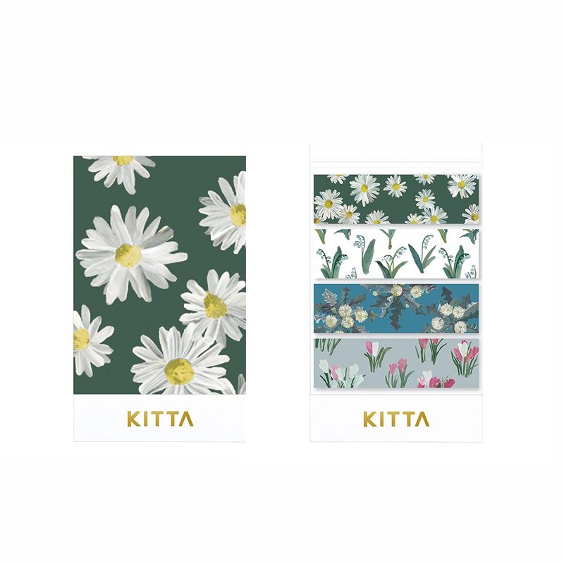 【KING JIM】KITTA隨身攜帶和紙膠帶 花朵9 (大槻優美設計款) - 貼紙 - 紙 多色