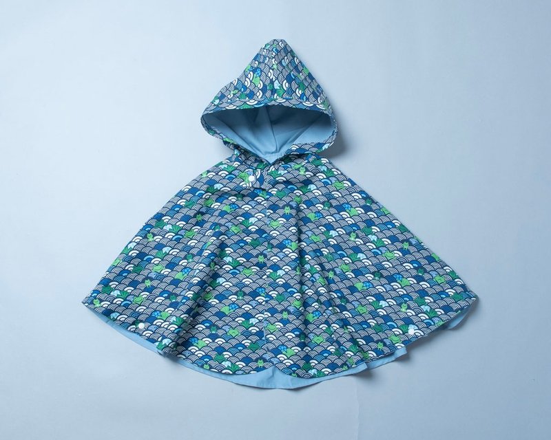 Double-sided cloak-Japanese style 33 vs light green - เสื้อโค้ด - ผ้าฝ้าย/ผ้าลินิน สีน้ำเงิน