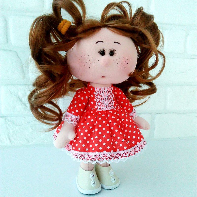 Doll Textile Doll Tilda Interior Handmade Doll - ตุ๊กตา - วัสดุอื่นๆ สึชมพู
