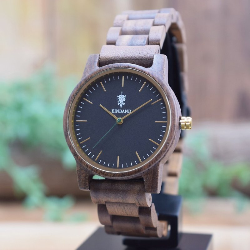 EINBAND Glanz BLACK 36mm WoodBelt Wooden Watch - Men's & Unisex Watches - Wood Brown