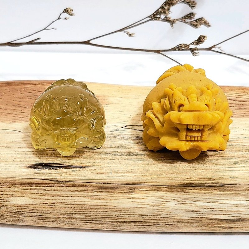 Citrine Dragon Turtle/Gold Stone Stone Turtle - Items for Display - Crystal Yellow