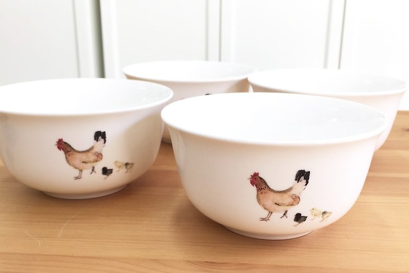 Admiralty bowl / hen with chick / microwave / through the SGS "4 into the group" - Bowls - Porcelain Red