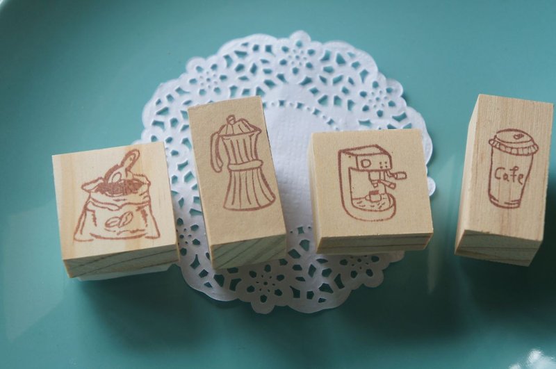 Apple Dandan hand-carved stamp coffee around - Stamps & Stamp Pads - Rubber 